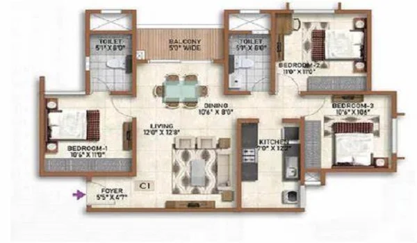 Featured Image of Prestige Finsbury Park 3 Bhk Apartment Floor Plan